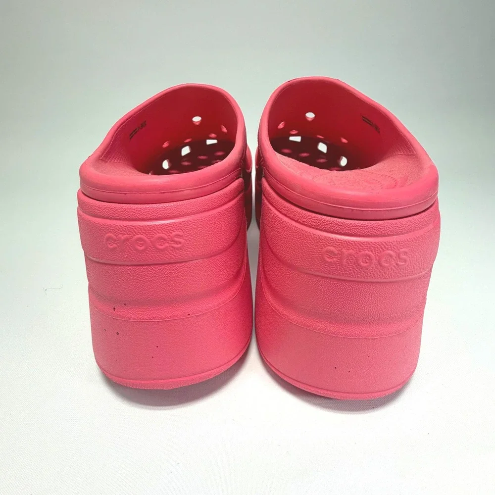 New Crocs Pink Platform Clogs Chunky Heel Mule‎ Women's Mens 13/Womens 15